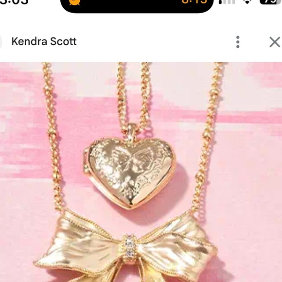 Kendra Scott x 🎀 LoveShackFancy Gold Locket Necklace new w/ pink dustbag - Picture 10 of 11
